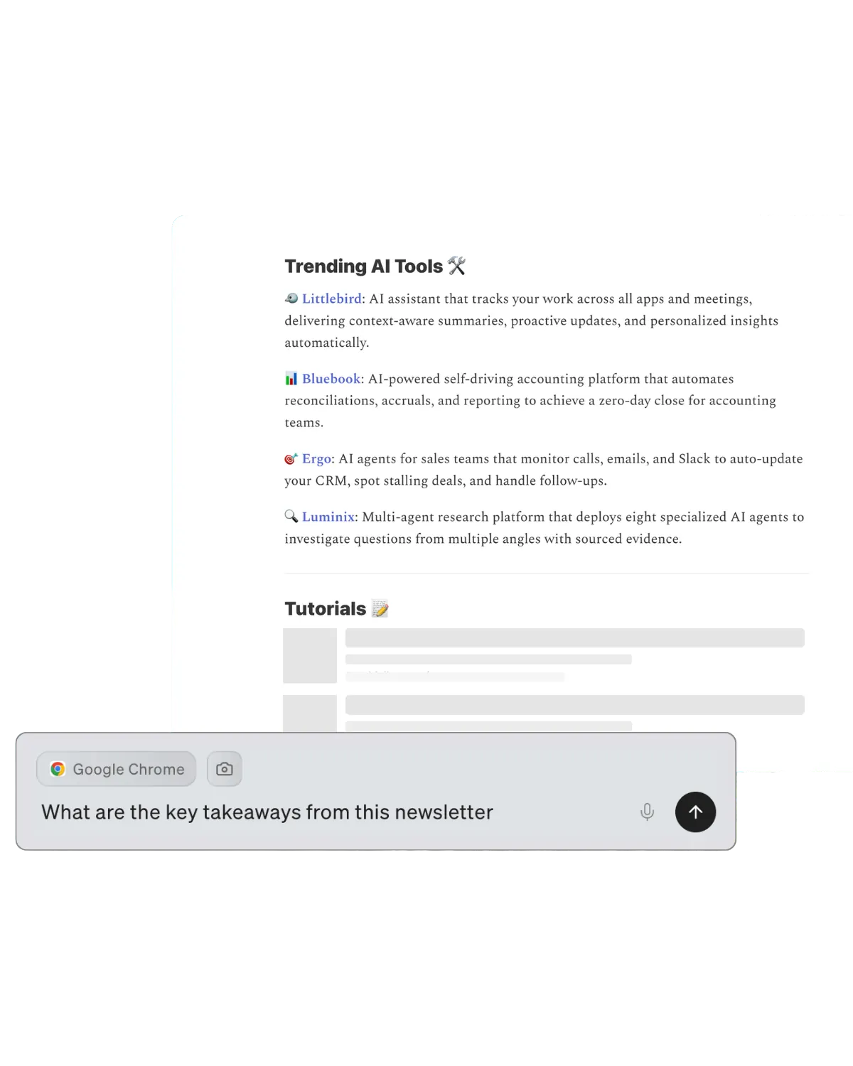 Hummingbird summarizing research on screen