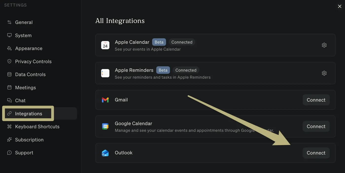 Microsoft Outlook integration screenshot 1